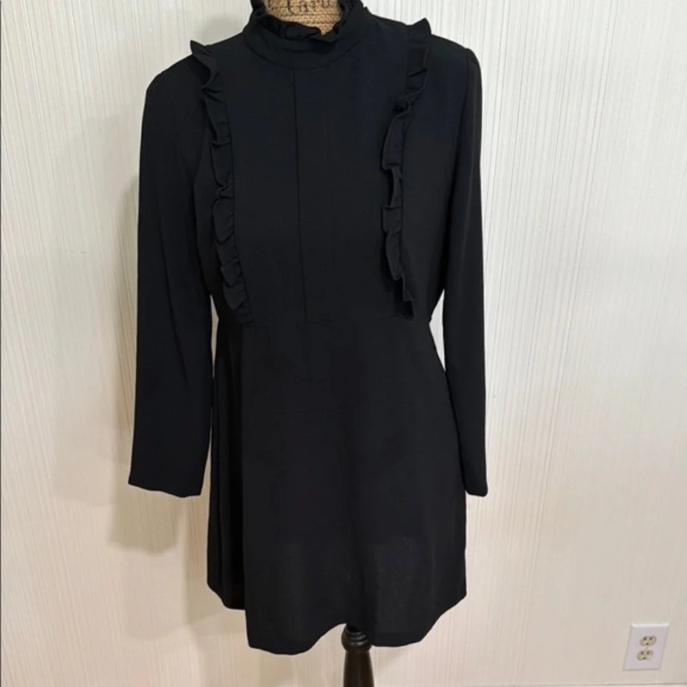 black frill dress zara LACE TRIM RUFFLED STRAPPY - Open back with tie detail Zara Viral Sequin Dress Review